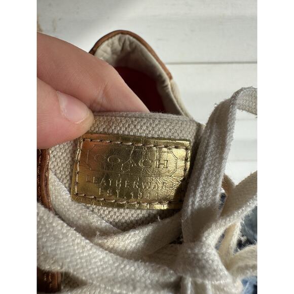 Coach Martie Q270 Rare Natural Tan Canvas And Leather Shoes Women’s 5M Preowned - Picture 8 of 13